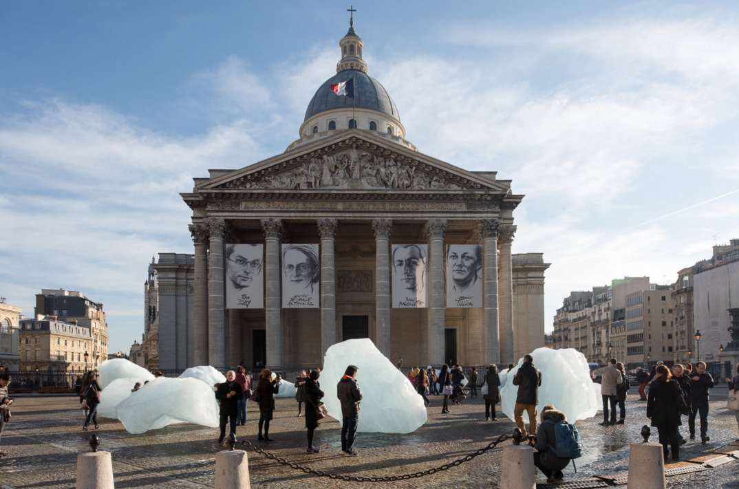 TanyaBonakdar's tweet photo. @olafureliasson #IceWatchParis is on! 12 massive blocks of ice in Place du Pantheon draw attention to climate change https://t.co/hGi5YAyp2o