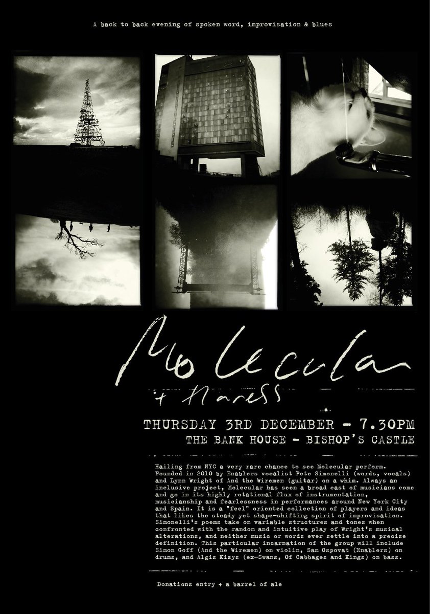 Bank House Concert tonight from 7.30 pm - a back to back evening of improvisation, spoken word &amp; blues