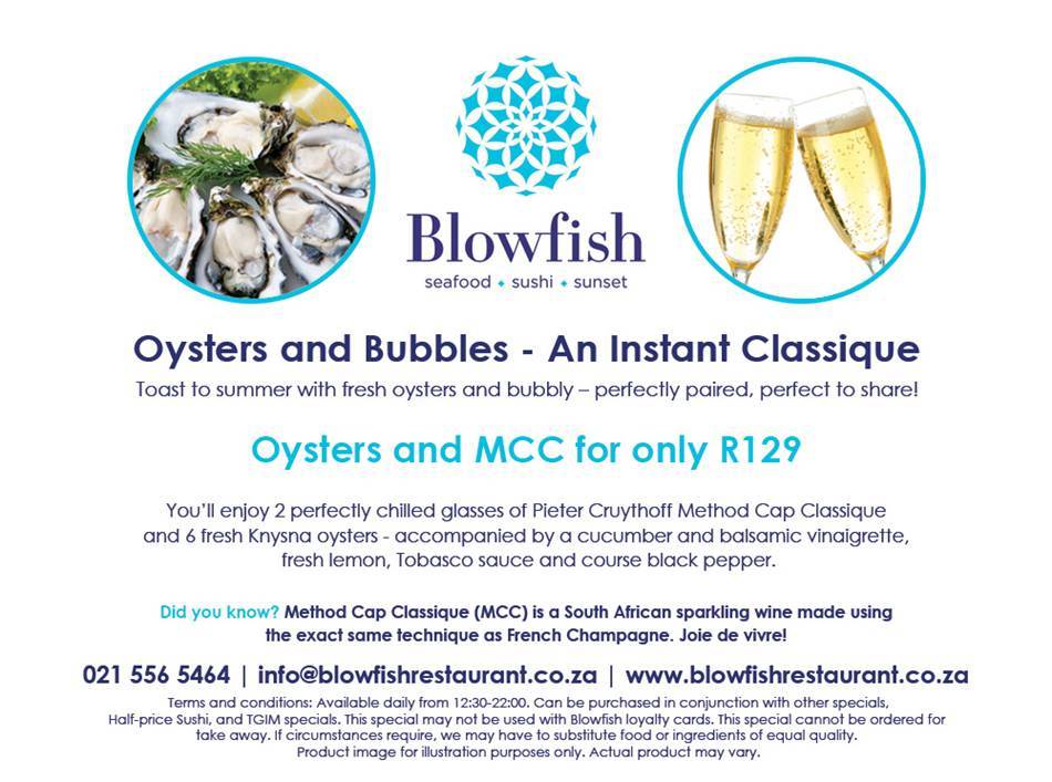 Oysters &amp; Bubbly - a delight at <a href="/BlowfishCTN/">Blowfish Restaurant</a>. food-blog.co.za/oyster-bubbly-…