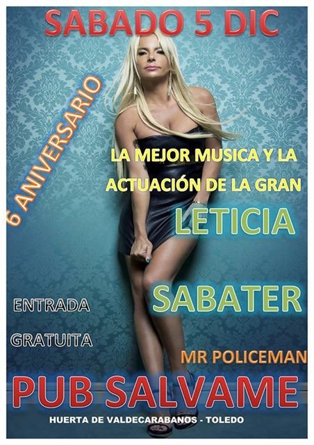 SABATERLETICIA's tweet photo. !Que tal Toledo !este sábado gran fiesta espectacular 6 aniversario ,disco pub Sálvame,djs,yo canto,fotos con todos https://t.co/SRm1HNL1Op