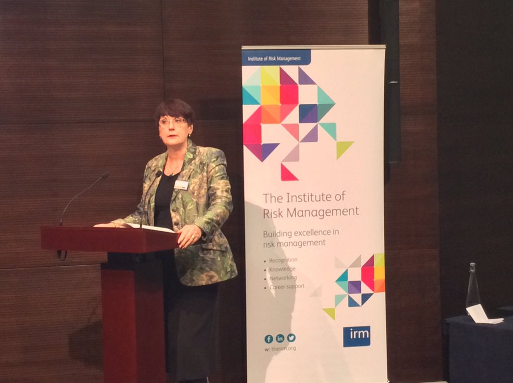 VRobinsonPR's tweet photo. #IRMLecture Judith Hackitt from the @H_S_E @irmglobal managing #risk gives co's confidence to #innovate & develop https://t.co/1Qu5qWMVjp