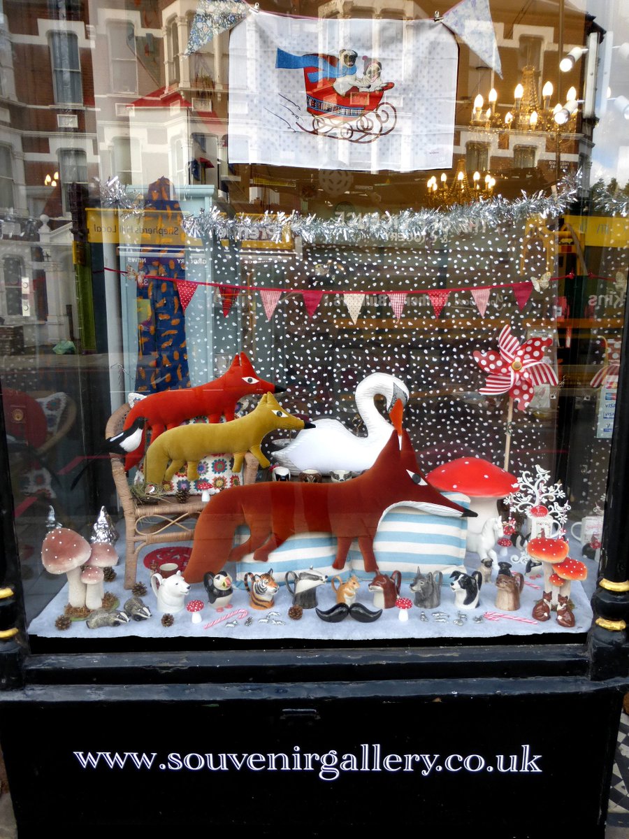 PugYeah's tweet image. Our lovely Christmas Pugs tea towel in @SouvenirLondon window, pop by for gorgeous Christmas goodies and cards ♡