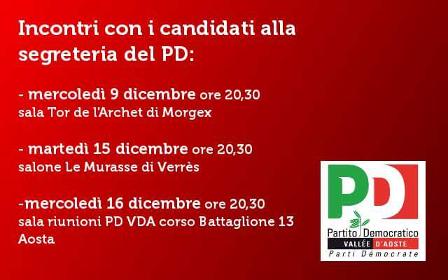 pdvda's tweet photo. Le date per la presentazione dei programmi dei nostri candidati Giovanni Sandri e @rovarey #PD #partecipazione https://t.co/DN2amDkR8I