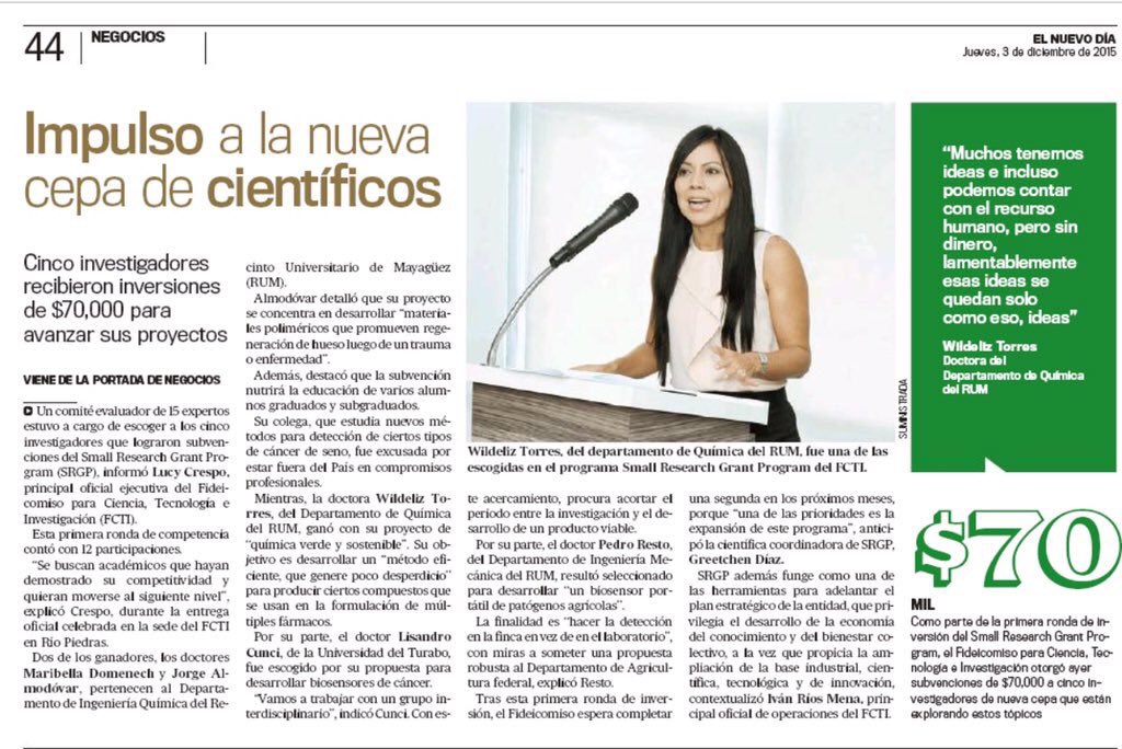 prsciencetrust1's tweet photo. Promesas de la #ciencia - @PRScienceTrust impulsa a 5 investigadores de la nueva cepa de científicos https://t.co/5ScnUEj7QO