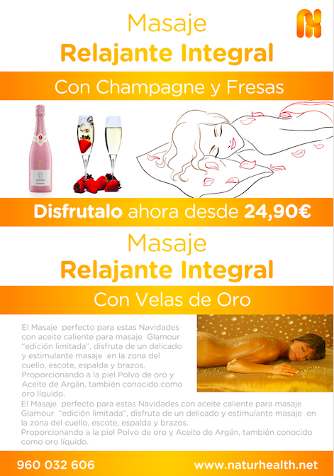 NaturHealthNet's tweet photo. #Masaje relajante integral con oro líquido acompañado de #champagne y fresas en #NaturHealth desde 24,95 Disfrútalo! https://t.co/HCg5XpW0BD