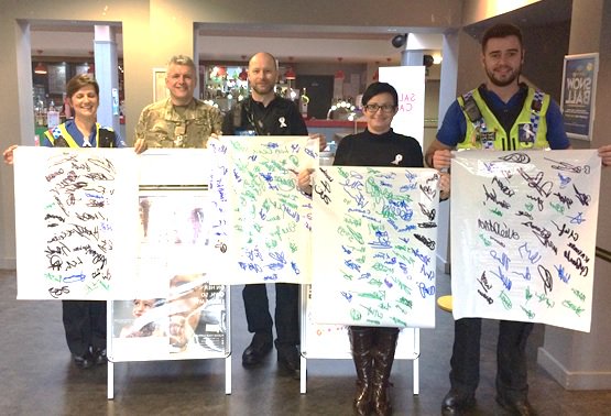 CardiffResCen's tweet photo. (2/2) Students pledging to aid White Ribbon campaign @UMAXStudents @CardiffMetSU @SWFireandRescue https://t.co/MGx31ELjqj
