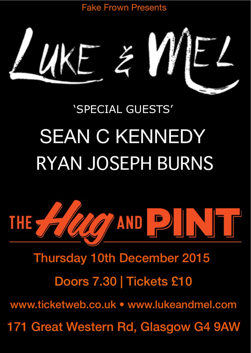 #Glasgow we are back in you next week 10th Dec for a show at @thehugandpint_ !! Tickets from ticketweb.co.uk/event/193219