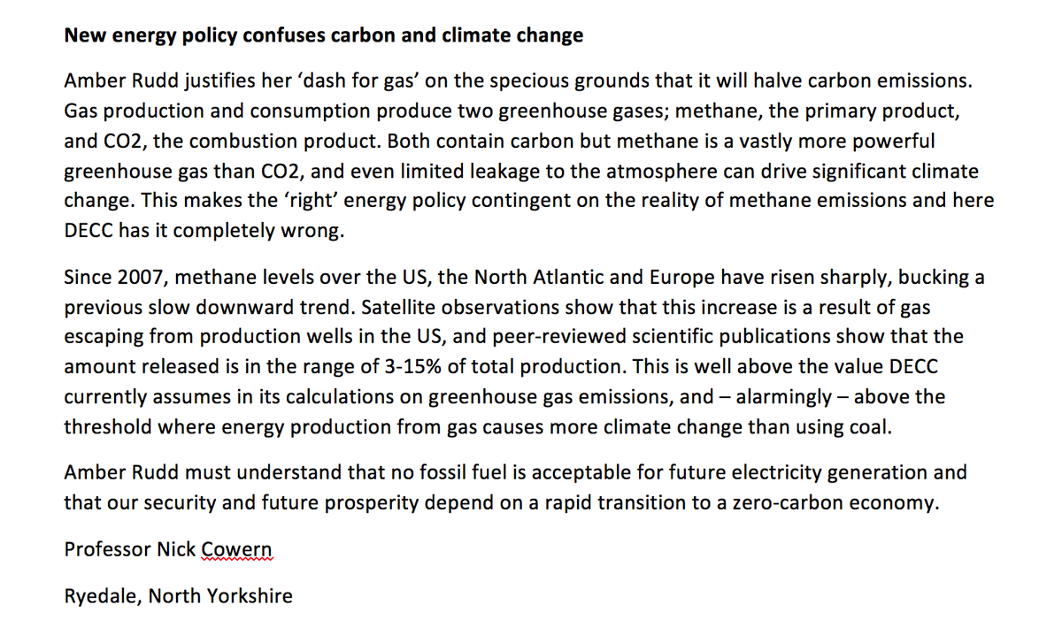 F_F_Ryedale's tweet photo. .@DECCgovuk #MethaneLeaks make #fracking 80x worse 4 climate than CO2, why "bridge fuel"? #BackClimateAction #COP21 https://t.co/D1N7YauALo