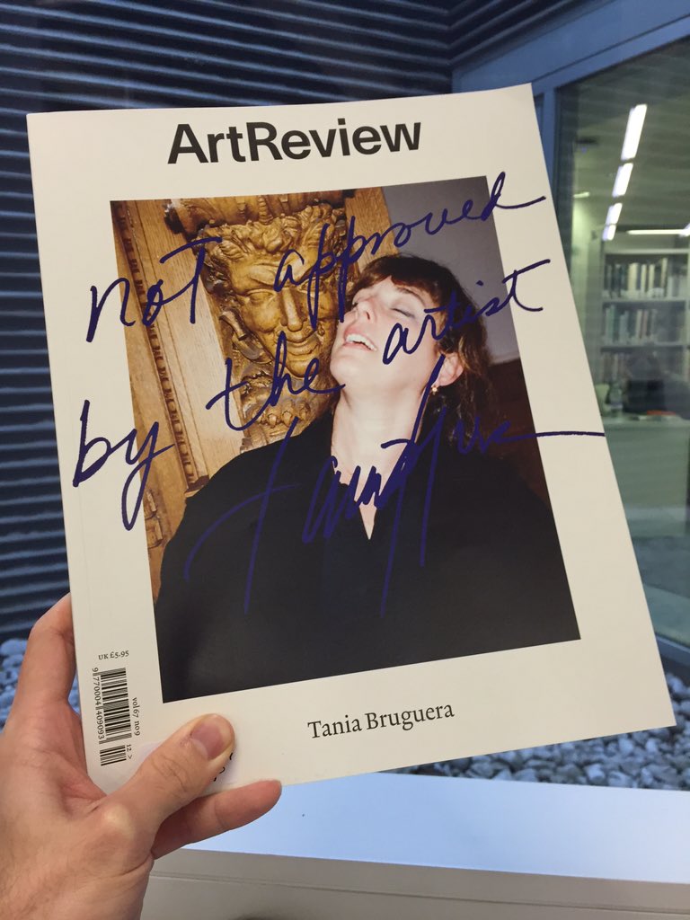 elieljonesr's tweet photo. Just as I'm writing an essay on #InstaCitizen the gorge #taniabruguera on the cover of @ArtReview_ Dec issue https://t.co/AhBmggwZ3b
