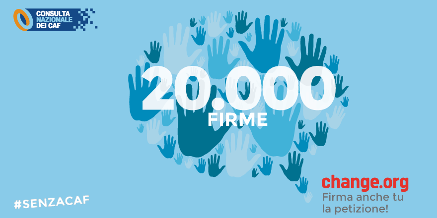 ConsultaCaf's tweet photo. Superate le 20.000 firme! Continuate a darci una mano per non rimanere #SenzaCaf!
► https://t.co/RoMUFMvuaa https://t.co/JX5MbvsB79