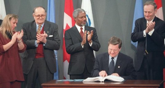NPAdisarm's tweet photo. 18yrs today since signing of @MineBanTreaty. Time for States Parties to #Commit2Complete to #landmine clearance. https://t.co/gaDp9vgnK1