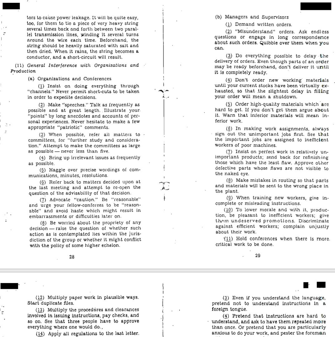 пособие цру по проведению допросов. схема саботажа. филд мануал. Simple sabotage field manual на русском. саботаж инструкция.