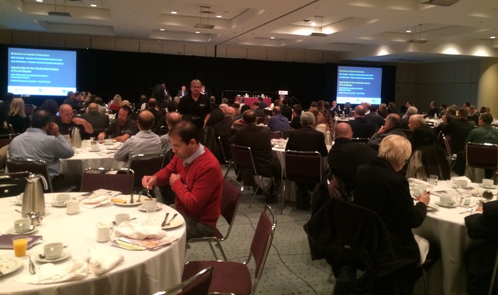 ConstructCanada's tweet photo. .@CMD_GroupLLC CEO Breakfast at @ConstructCanada. @TCA_Connect discusses P3s. #TheBuildingsShow o https://t.co/f6RkpKA3CR