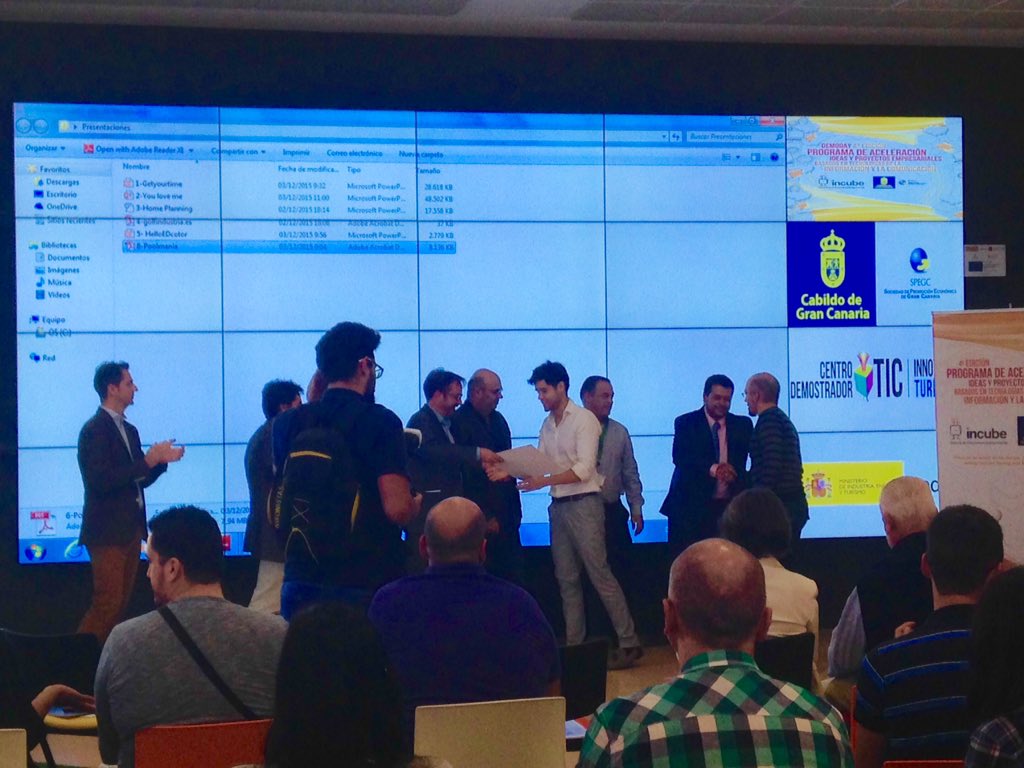 INCABE's tweet photo. Los premiados: @poolmania_es , #helloedoctor y #getyourtime 
¡Enhorabuena! #demoday #icbdistribucion l https://t.co/9TkkUThNYv