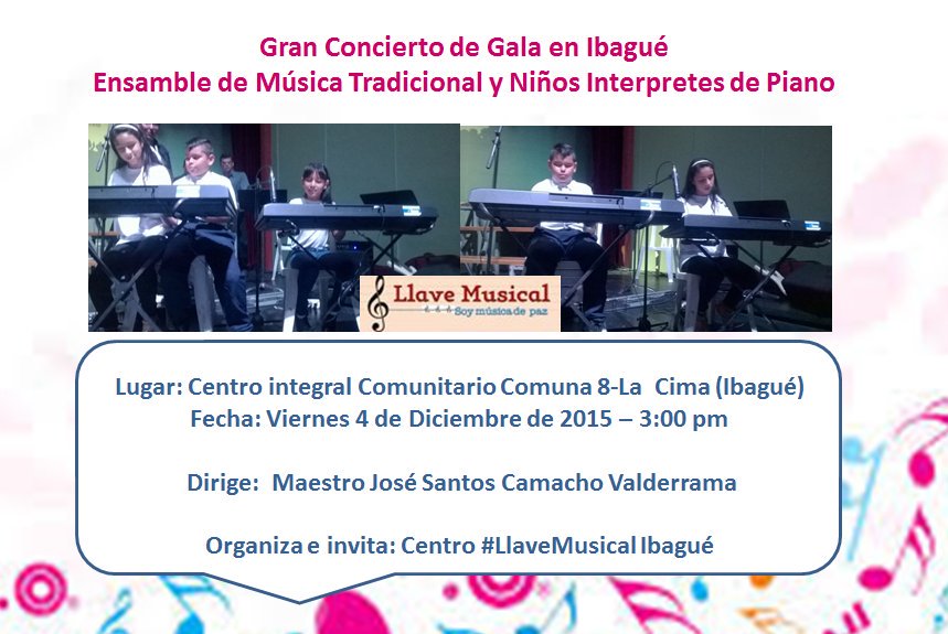 llavemusical's tweet photo. [Recomendado]: Gran Concierto de
Gala #IbaguéCiudadMusical este 4 Dic, cordialmente invitados! #LLaveMusical https://t.co/OiM60FT6ty