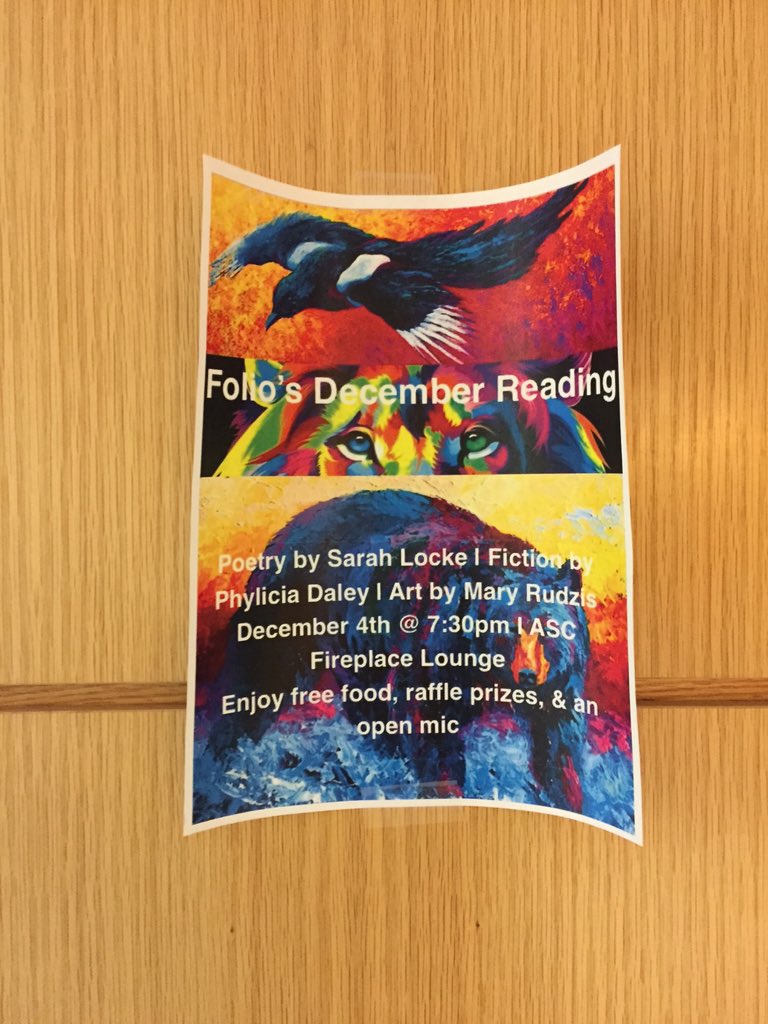 SCSUFolio's tweet photo. Walking through Engleman - look what I spotted! Just in case you haven't seen this: the reading is tomorrow at 7:30! https://t.co/wRIEa0JUBq
