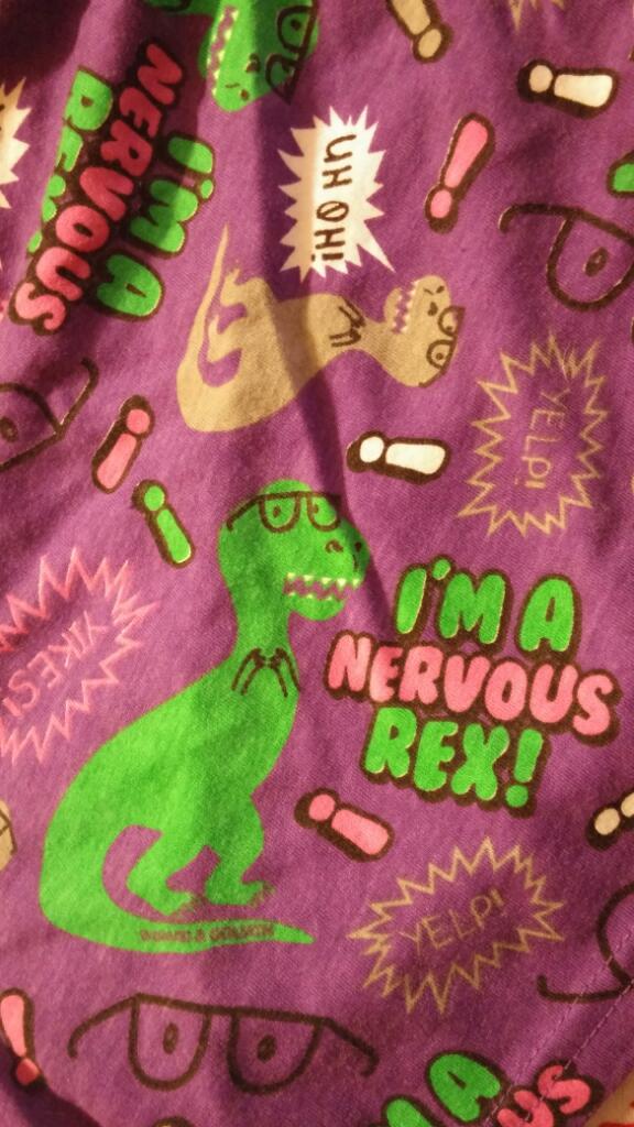 TinaWrecks's tweet photo. Latest pajama shorts. #trex #nervousrex #pajamas https://t.co/gv8fIBy7ov