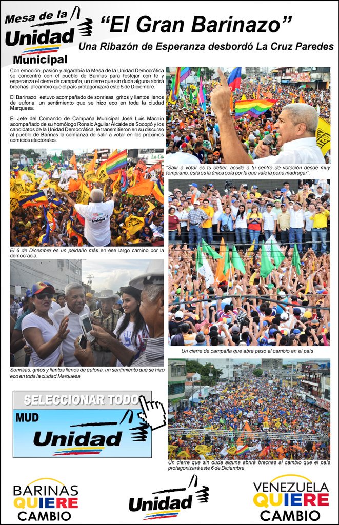 MachinMachin's tweet photo. "EL Gran Barinazo" Una Ribazón de Esperanza para toda #Barinas!!! #VenezuelaQuiereCambio Juntos en @unidadvenezuela https://t.co/fw3TH7ARNj