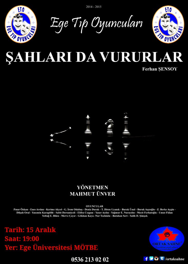 Şahları da Vururlar ile 15 Aralık Salı günü saat 19.00'da MÖTBE'deyiz !Hepinizi bekliyoruz:) 
Oyunumuz ücretsizdir.