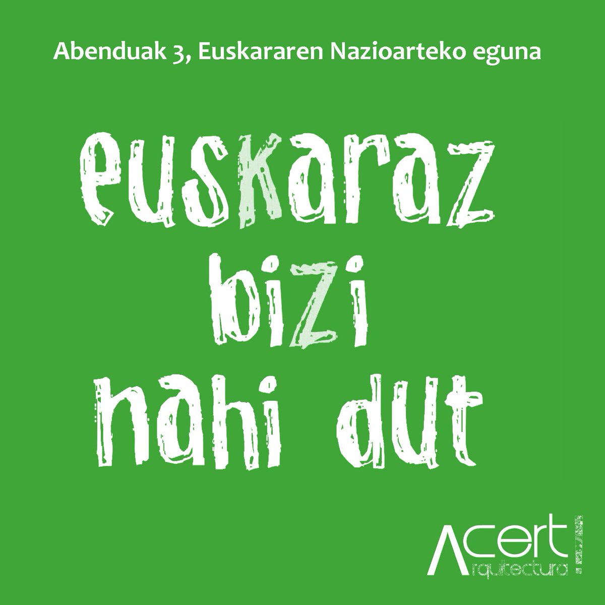acert_arq's tweet photo. Guk ere, euskaraz bizi nahi dugu!! #EuskararenNazioartekoEguna #euskera #EuskarazBiziNahiDut #euskarak365egun https://t.co/mVr8CliBAa