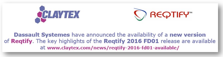 ClaytexDymola's tweet photo. #Reqtify 2016 FD01 Available #RequirementsTraceability & #ImpactAnalysis #Claytex @3DS_UK https://t.co/EKpNV6ZVMS https://t.co/miTiCMovnV