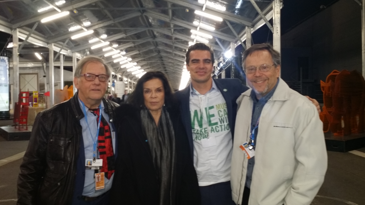 Connect4Climate's tweet photo. .@Connect4Climate team at #COP21 with @BiancaJagger &amp; @fmei7777 for the #YFGDay! Time for action! https://t.co/erOM7pZIk8