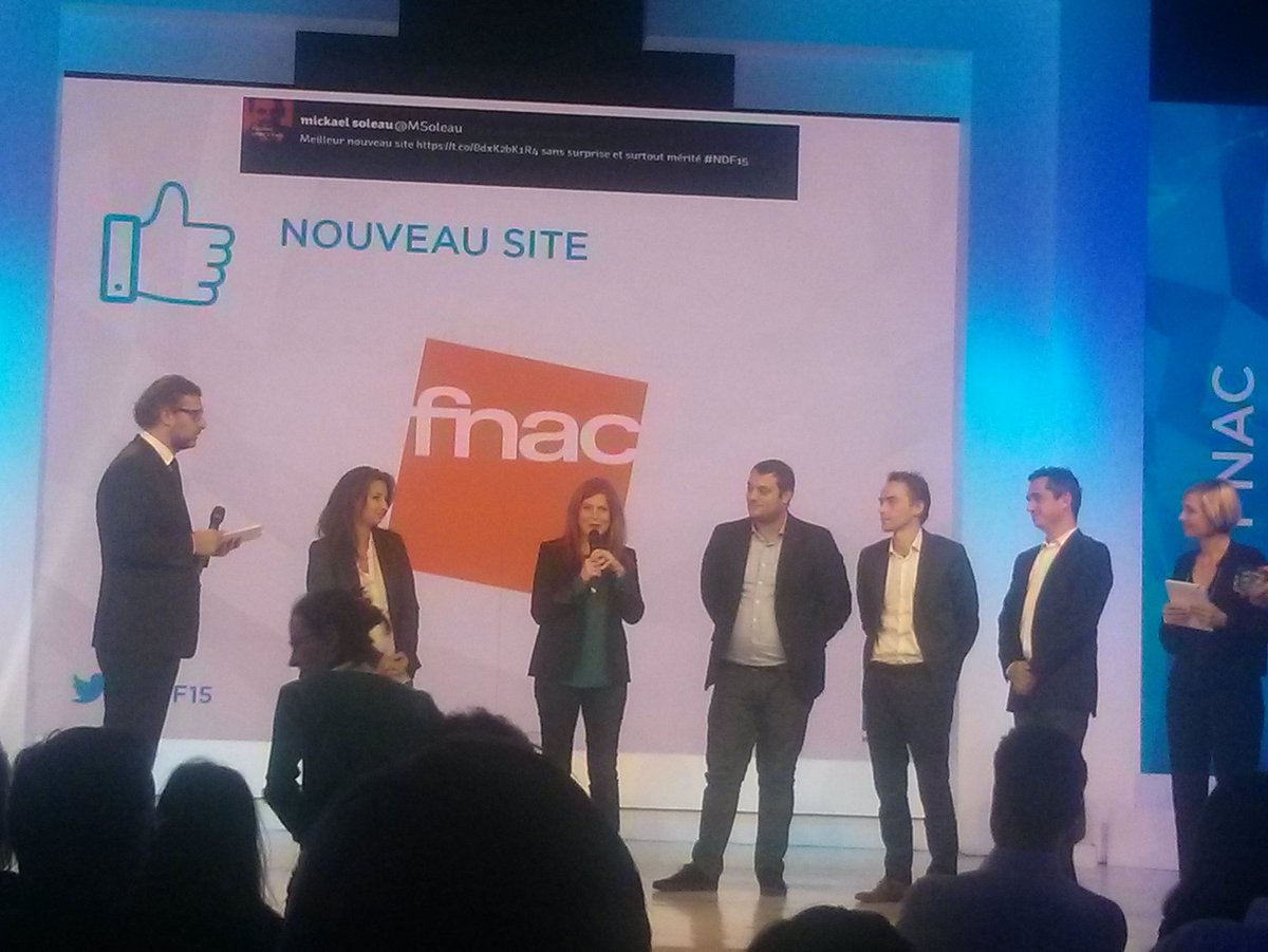 J'en étais sûre : la <a href="/fnac/">Fnac</a> rafle le prix du meilleur (nouveau) site #ecommerce ! Bravo à la Team cc <a href="/KHersard/">Katia Hersard</a> #ndf15