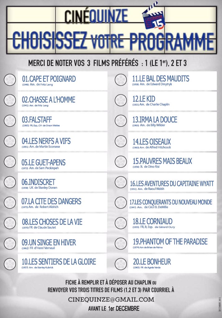 ▶️<a href="/CinemasChaplin/">Cinémas Chaplin</a> #Paris15 liste choix films T1 2016 <a href="/mairie15/">Mairie du 15</a>