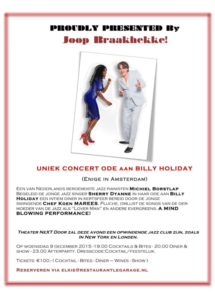 9 december, the place to be! Dinnershow with @michielborstlap and shining star <a href="/SherryDyanne/">Sherry Dyanne</a> ! Er zijn nog tickets!