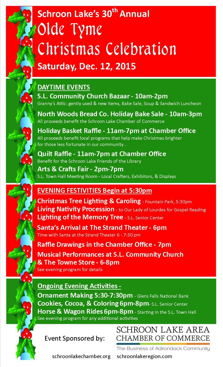 Schroon Lake's 30th Annual "Old Tyme Christmas" is Saturday, December 12th, come join in the fun! #holidayspirit