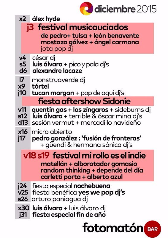 POPdeAQUI's tweet photo. Estamos en la #programación de #Diciembre del @FotomatonBar 
Recordad #JUEVES, 10 #POPdeAQUí #sesiones
Os esperamos! https://t.co/2j4gfvEOjA
