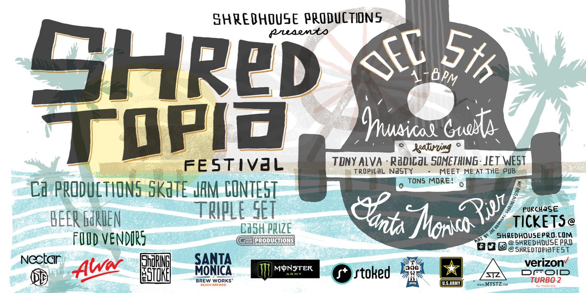 thevenicewhaler's tweet photo. @shredtopiafest is the place to be this Sat! Head over to the #SantaMonicaPier for a live music &amp; lots of #skating https://t.co/FMtNCaeksp