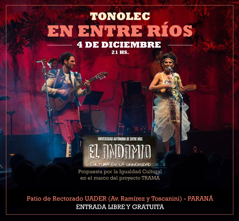 cgelena's tweet image. #Tonolec en Paraná. @Tonolec_oficial . Mañana a las 21, en el Patio de Rectorado Uader (AV. Ramírez y Toscanini)