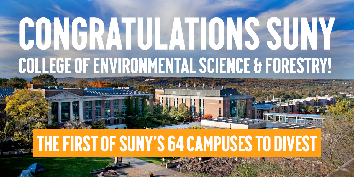 Congrats <a href="/sunyesf/">SUNY ESF</a>! First of SUNY's 64 campuses just committed to #divest

Great work, <a href="/divest/">divest</a>-esf