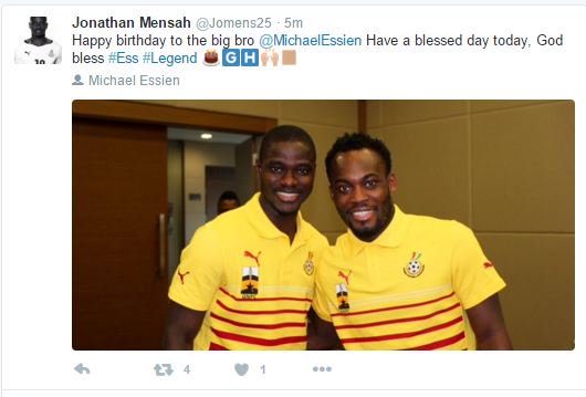 PHOTOS: Black Stars players take to social media to wish Essien a happy 33rd birthday. More:  