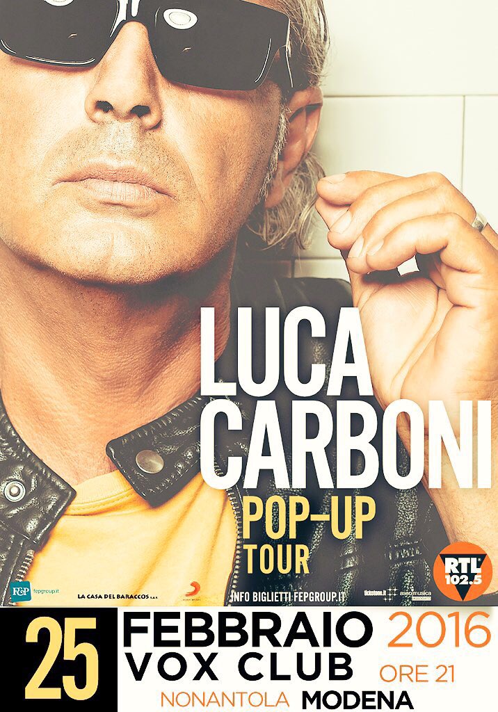 POP-UP
Si comincia a mettere in moto 
#POPUPTOUR 2016
#Lucalostesso 
#unconcertopuòdarelafelicità