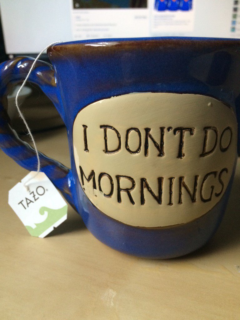 stephwilkinn's tweet photo. My mug says it for me. Need my tea in the morning! #greentea #tazo #URWhatUTwEat @UWamandaTA https://t.co/rXhF27rWZD