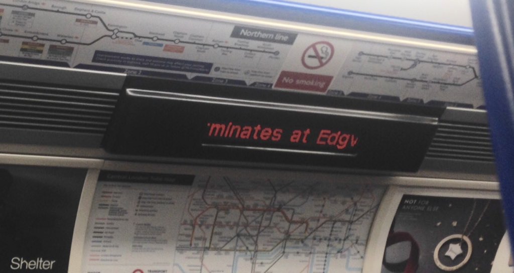 debrastone91's tweet photo. On @TfL it says where u are, next stop & where u terminate @TLRailUK says: Welcome to Thameslink #thameslinkproblems https://t.co/s5s5GoFIeK