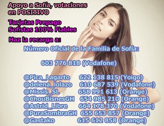 Meiypunto's tweet image. #GHDirecto RETO #321GanarSofia COMPLETADO
NUEVO RETO #500GanarSofia GANAR SOFÍA AL 27450 / 905 81 05 01
Subid Votos