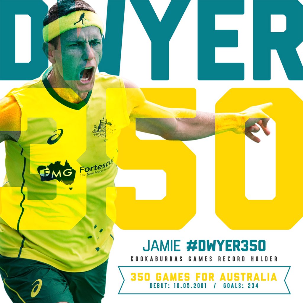 Kookaburras's tweet photo. Tonight's semi final (00:00 AEDT) v Netherlands will be @JamieDwyer01 350th match for the @Kookaburras #HWL2015 https://t.co/QbsA7xIUl1