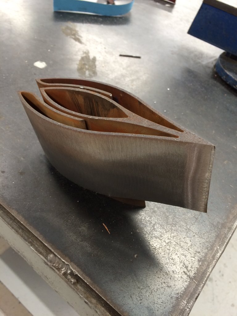 NTUmetal's tweet photo. @NTUadbe @FlowWaterjet @adbe_technical been looking forward to this one 70mm thick steel axe #unusual https://t.co/mZMThYn0eW