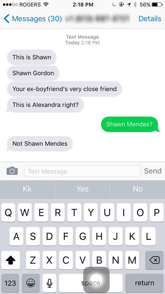 pals_princess's tweet photo. Bae text me today, thinks his last name is Gordon... @ShawnMendes #relatable #shawnmendes #princesspals https://t.co/Sw1bjVbYKz