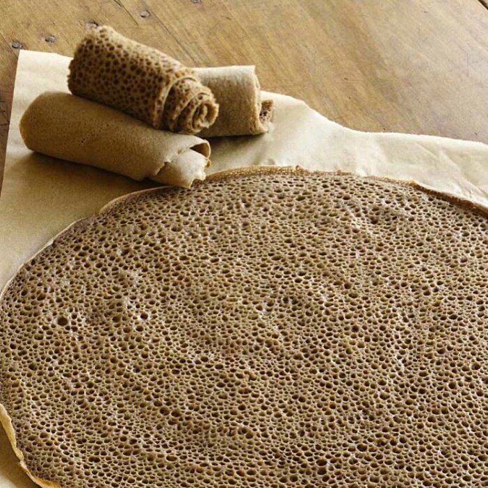 LydiaTeff's tweet photo. #TEFF in it's original recipe ENJERA. 2/3's of their intake is Teff. #lydiateff #vegan #runners #Ethiopia https://t.co/F8W1kjcQLM