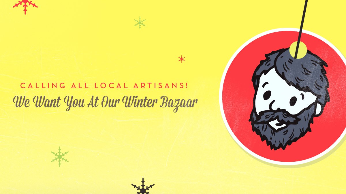 FrothyBeard's tweet photo. Calling all local artisans! We want you at our Winter Bazaar (12/13). Email michael@frothybeard.com if interested. https://t.co/lPMCCfR8dw