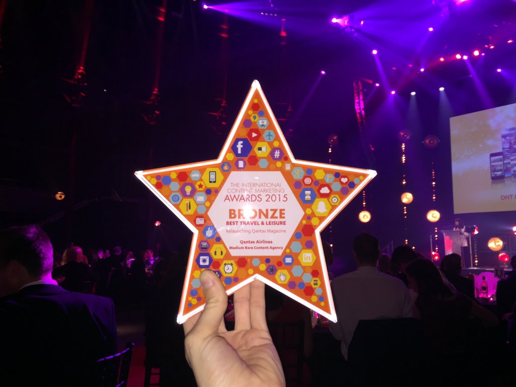 rare_content's tweet photo. .@qftravelinsider has won bronze for best travel at @the_cma awards! #content2015 https://t.co/mkPZrjgDrQ