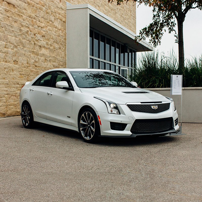 Cadillac's tweet photo. The limited Cadillac V-Series Crystal White Frost Edition #ATS #VSERIES on display at @circuitamericas #VSERIESLAB https://t.co/tLSGsQvqIz