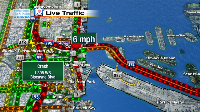 Crash on I-395 WB at Biscayne Blvd. Speeds at 6mph #traffic #miami https://t.co/4h3EPokVtZ