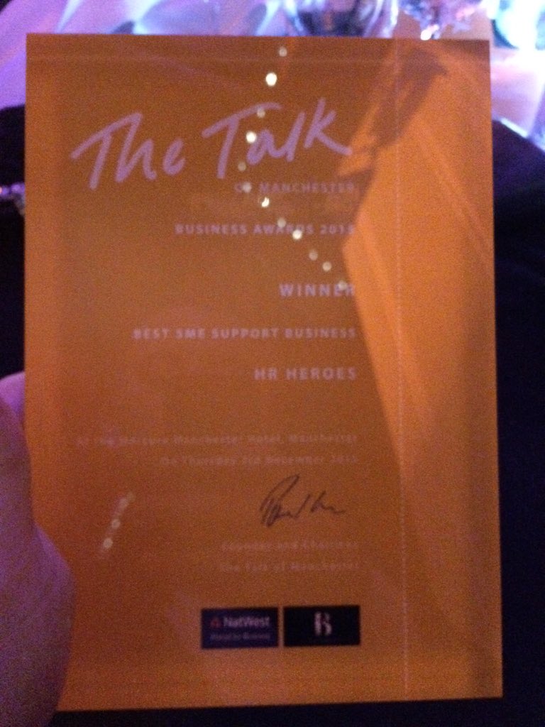 HR_Heroes's tweet photo. We won! A huge thank you to everyone that voted for us. #theTOMs #BestSMEsupport https://t.co/c5wu227ry2