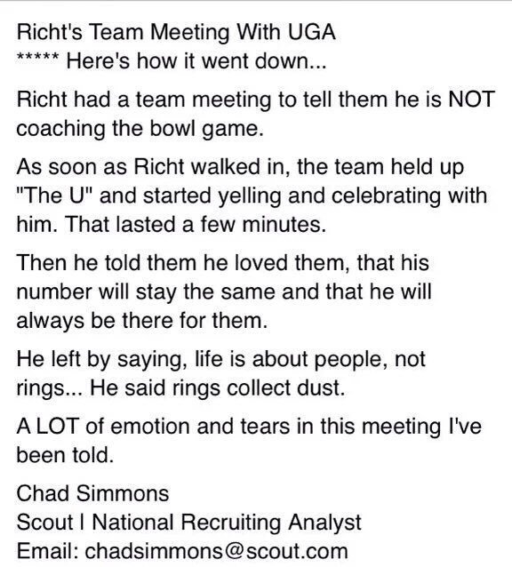 CoachPeacockPHS's tweet photo. . @MarkRicht last meeting at UGA. True Leader of young men n knows what being a Coach means. Shame media doesn't. https://t.co/TedaFaFmAe