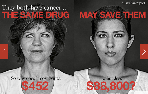 RareCancers's tweet photo. "Why does it cost Anita $452... but Jess $88,000?" find out via @marieclaireau #helpjess https://t.co/AAxJQtth6u https://t.co/CC73McEacd
